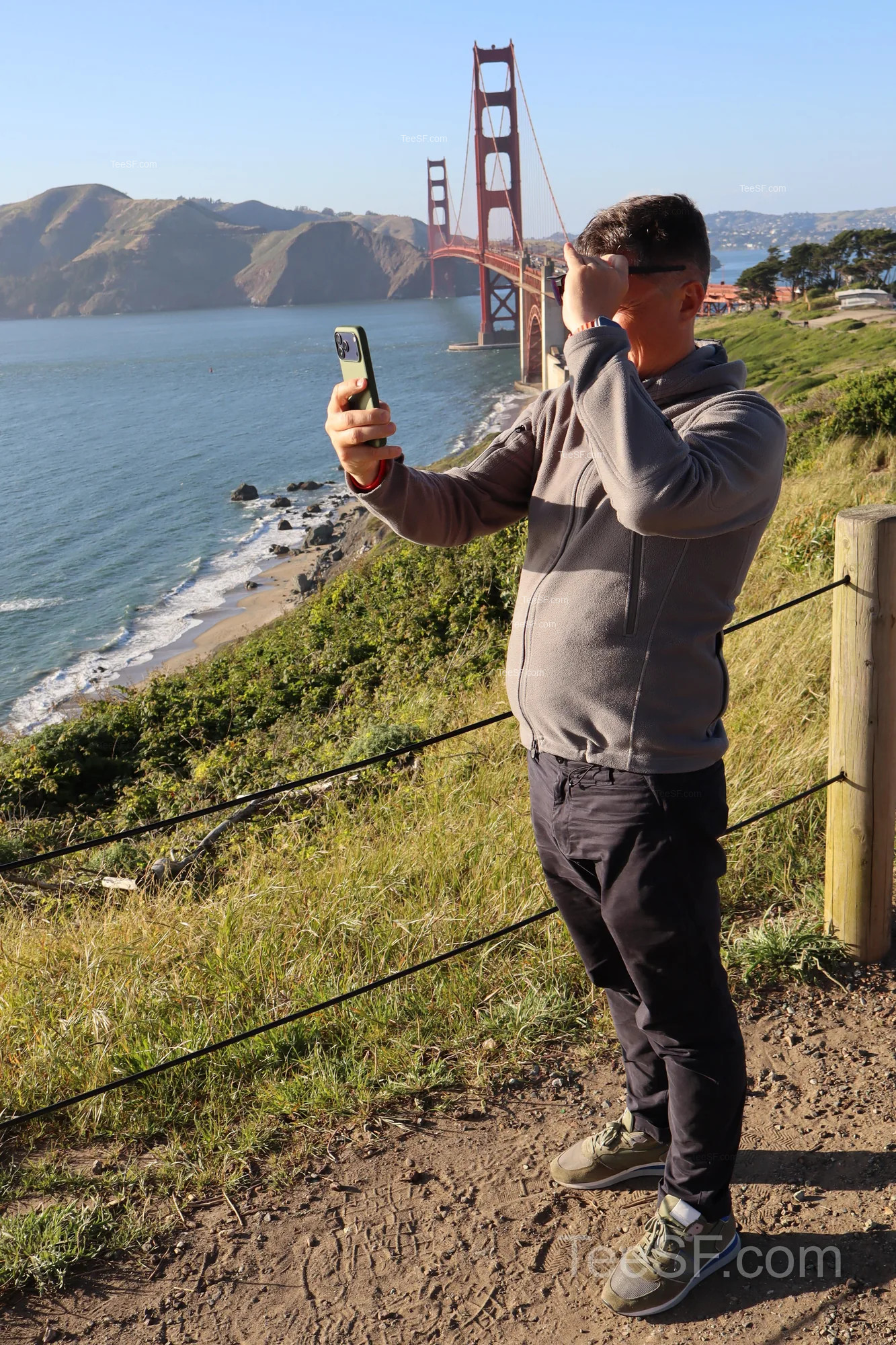 golden Gate Bridge Overlook Selfie during a Stripe Sessions 2026 visit in San Francisco.